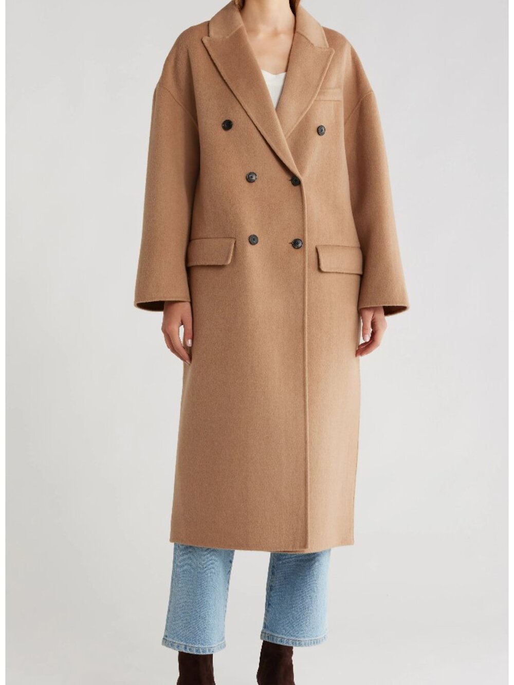 $595 Reiss "Lara" Double Breasted Wool Blend Camel Coat. OVERSIZED** US 14